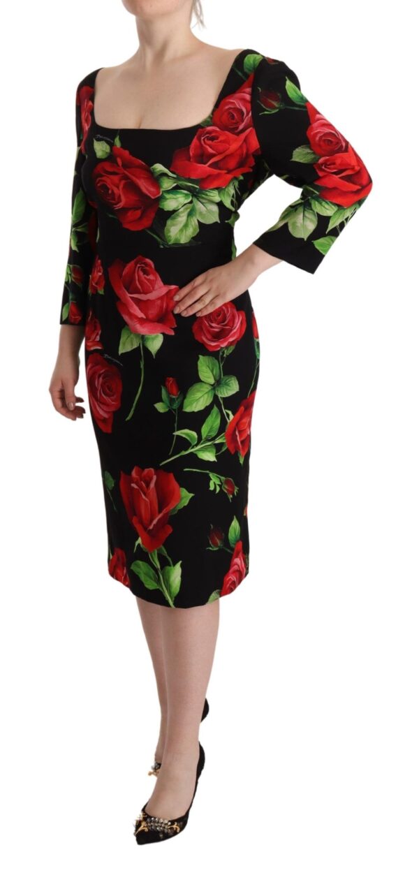 Dolce & Gabbana Elegant Floral Print Silk Sheath Dress - Image 2