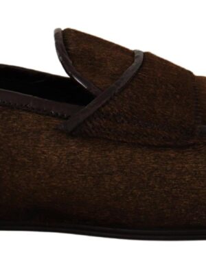Dolce & Gabbana Elegant Brown Caiman Leather Loafers