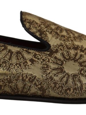 Dolce & Gabbana Gold Tone Loafers Slides Dress Shoes
