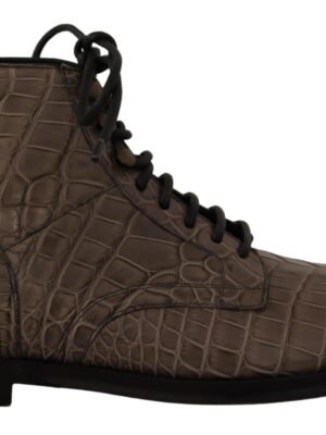 Dolce & Gabbana Elegant Crocodile Derby Brogue Boots