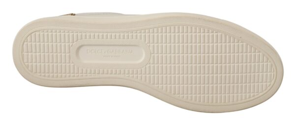 Dolce & Gabbana Elegant White Leather Sneakers with Gold Accents - Image 4