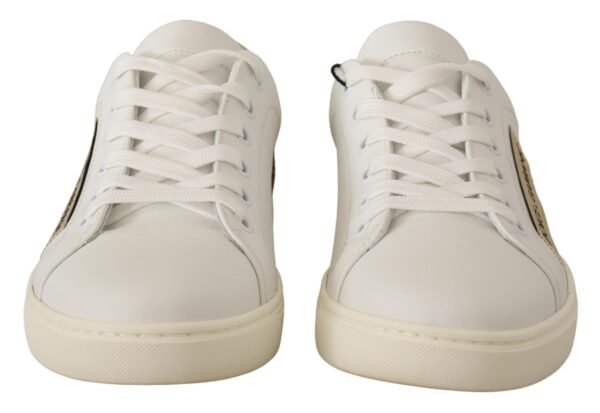 Dolce & Gabbana Elegant White Leather Sneakers with Gold Accents - Image 6