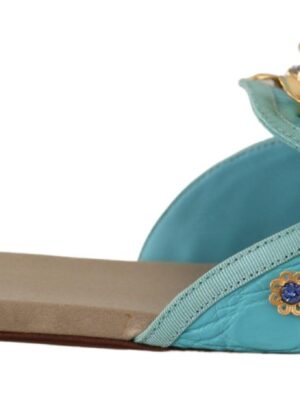 Dolce & Gabbana Exquisite Crystal-Embellished Exotic Leather Sandals