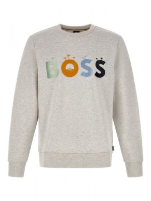 Hugo Boss Elegant Grey Round Neck Cotton Sweatshirt
