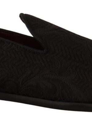 Dolce & Gabbana Black Floral Brocade Slippers