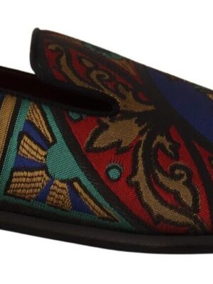 Dolce & Gabbana Multicolor Jacquard Slide-On Loafer Slippers