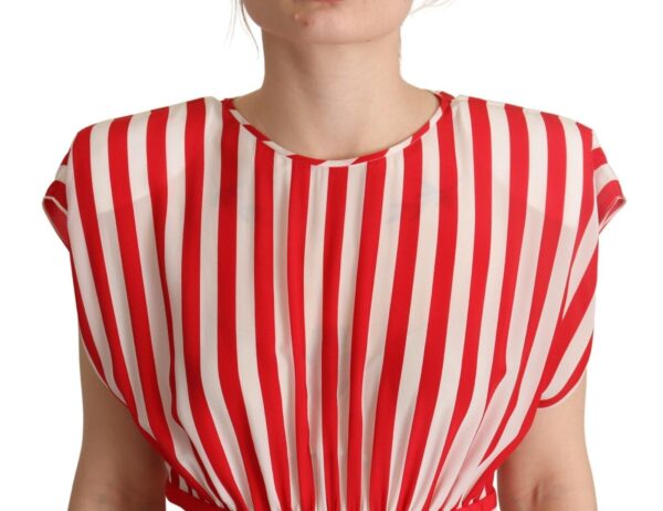 Dolce & Gabbana Elegant Striped Silk A-Line Mini Dress - Image 4