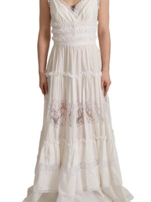 Dolce & Gabbana Elegant White A-Line Tiered Maxi Dress