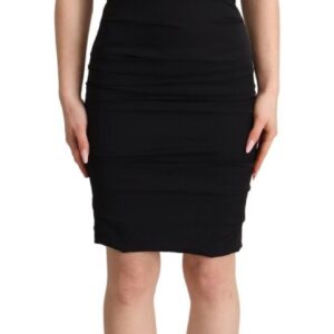 Dolce & Gabbana Elegant Black Silk Off-shoulder Dress