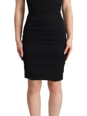 Dolce & Gabbana Elegant Black Silk Off-shoulder Dress