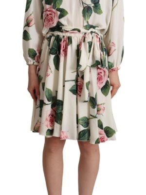Dolce & Gabbana Elegant Silk Floral A-Line Dress