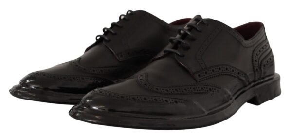 Dolce & Gabbana Elegant Calfskin Derby Oxford Wingtips - Image 3