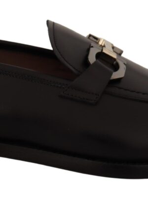 Salvatore Ferragamo Suave Black Leather Gancio Bit Loafers