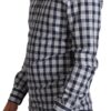 Dolce & Gabbana Elegant Blue & White Checkered Slim Fit Dress Shirt - Image 2