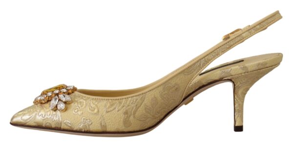 Dolce & Gabbana Gleaming Gold Crystal Slingback Heels - Image 3