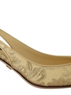 Dolce & Gabbana Gleaming Gold Crystal Slingback Heels