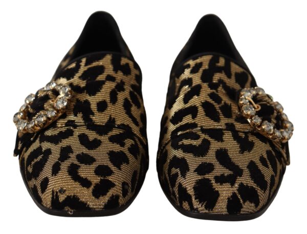 Dolce & Gabbana Elegant Leopard Crystal Gem Loafers - Image 2