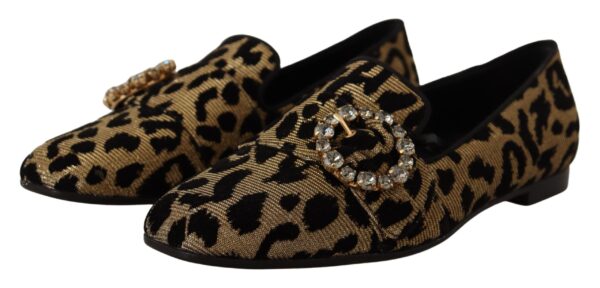 Dolce & Gabbana Elegant Leopard Crystal Gem Loafers - Image 3