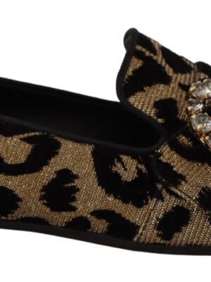 Dolce & Gabbana Elegant Leopard Crystal Gem Loafers