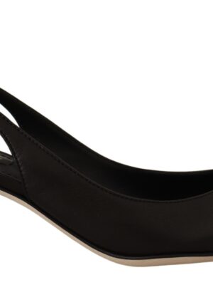Dolce & Gabbana Elegant Black Leather Slingbacks Heels