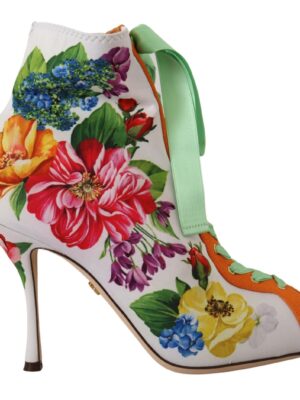 Dolce & Gabbana Floral Open Toe Jersey Heels