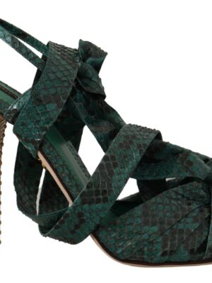 Dolce & Gabbana Elegant Green Python Strappy Heels