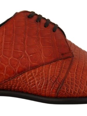Dolce & Gabbana Exotic Orange Croc Leather Laceup Dress Shoes