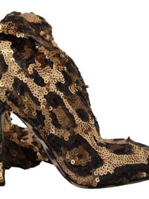 Dolce & Gabbana Elegant Leopard Sequin Knee-High Boots
