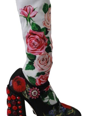 Dolce & Gabbana Floral Embellished Socks Boots