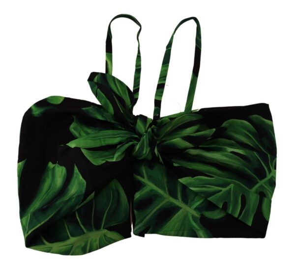 Dolce & Gabbana Elegant Leaf Print Halter Cropped Top - Image 5