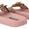 Dolce & Gabbana Floral Lace Crystal Embellished Slide Flats - Image 4