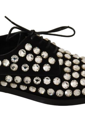 Dolce & Gabbana Elegant Crystal-Embellished Lace-Up Flats