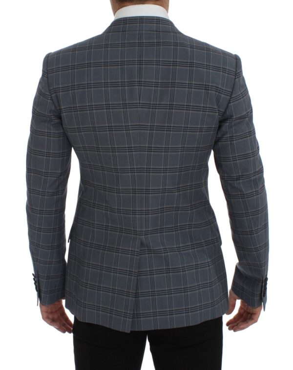Dolce & Gabbana Elegant Blue Checkered Slim Fit Blazer - Image 3