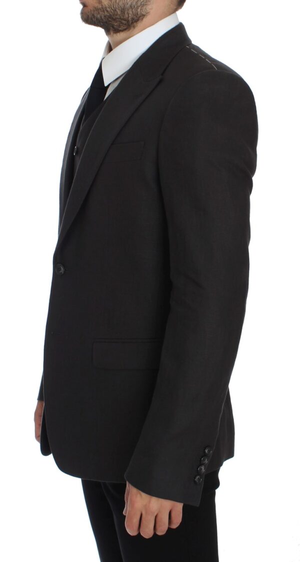 Dolce & Gabbana Elegant Gray Linen Slim Fit Blazer and Vest - Image 2