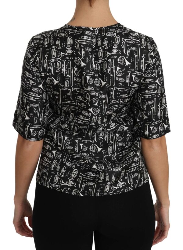 Dolce & Gabbana Exquisite Trumpet Print Silk Blouse - Image 5