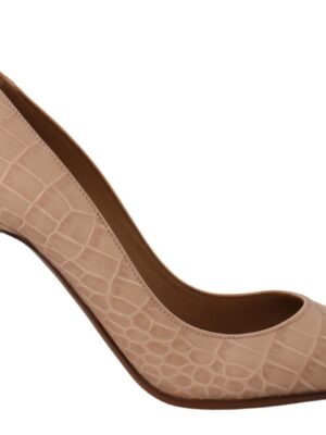 Dolce & Gabbana Elegant Nude Leather Kitten Heels Pumps