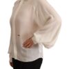 Dsquared² Elegant Off White Silk Long Sleeve Blouse - Image 2