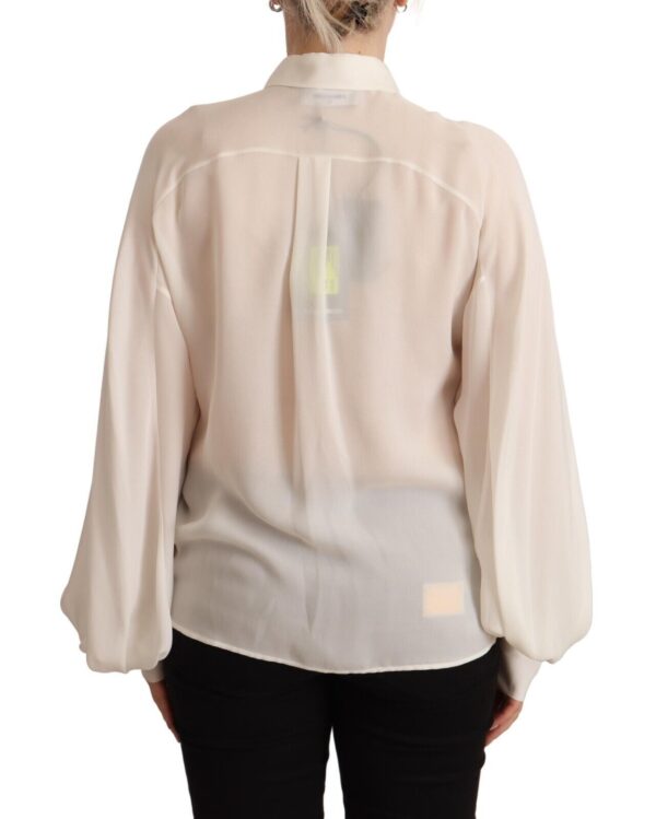 Dsquared² Elegant Off White Silk Long Sleeve Blouse - Image 3