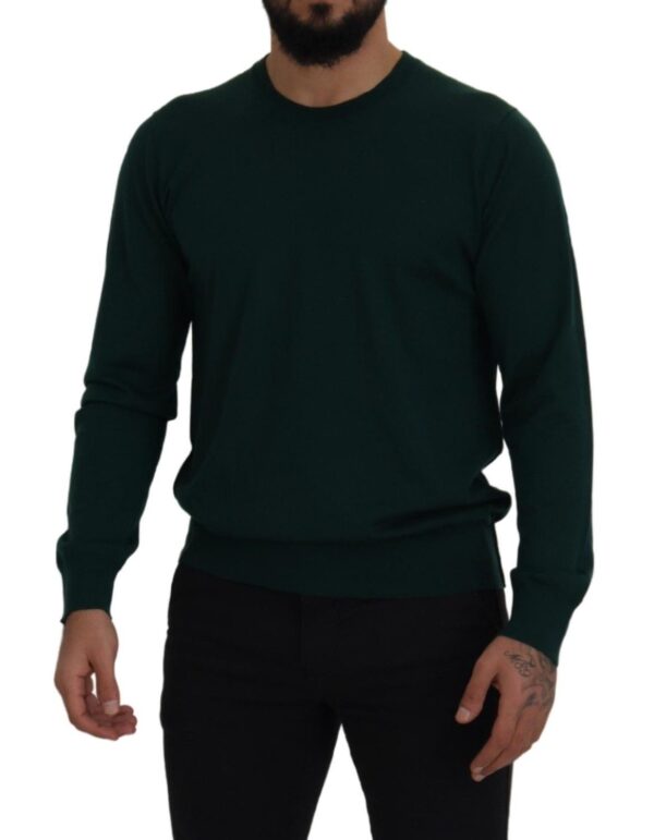 Dolce & Gabbana Elegant Green Crewneck Cashmere Sweater - Image 5