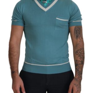 Dolce & Gabbana Elegant Silk Polo Tee with Boat Collar Print