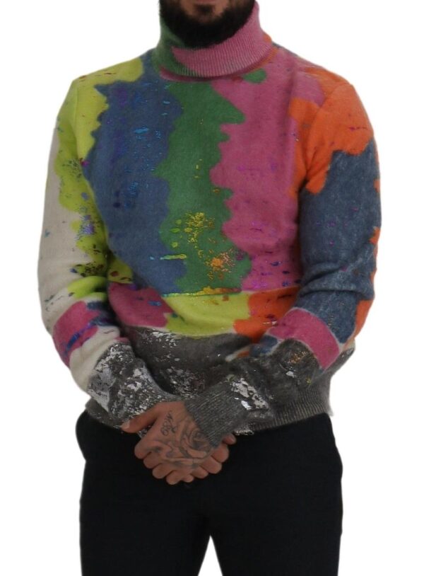 Dolce & Gabbana Multicolor Turtleneck TV Motive Sweater - Image 4