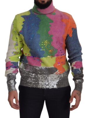Dolce & Gabbana Multicolor Turtleneck TV Motive Sweater