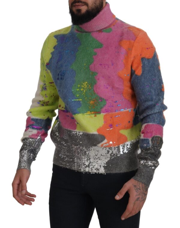 Dolce & Gabbana Multicolor Turtleneck TV Motive Sweater - Image 5