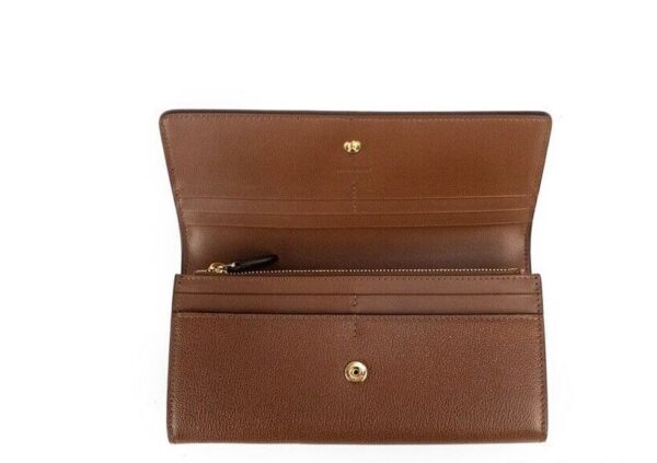 Burberry Porter Tan Grained Leather Embossed Continental Clutch Flap Wallet Brown - Image 3
