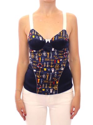 Dolce & Gabbana Blue Sailor Motif Stretch Tank Top