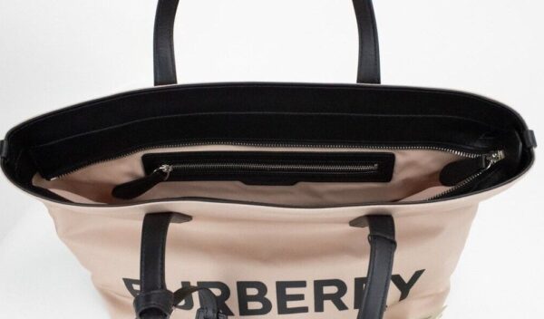 Burberry Small Rose Beige Logo Branded Econyl Nylon Tote Shoulder Handbag Purse - Image 3