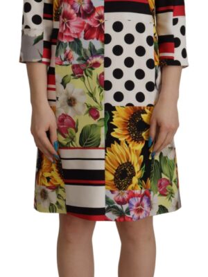 Dolce & Gabbana Multicolor Patchwork Charmeuse Sheath Dress