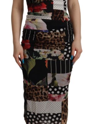 Dolce & Gabbana Elegant Patchwork Midi Silk Blend Dress
