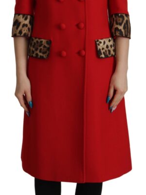 Dolce & Gabbana Elegant Red Leopard Trench Coat