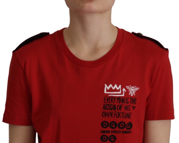Dolce & Gabbana Elegant Red Crewneck Cotton Tee - Image 3